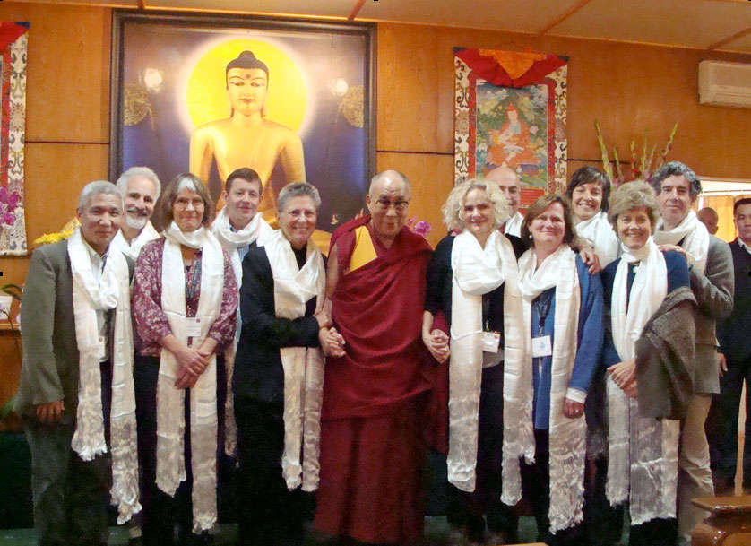 Dr. Nora Volkow and other scientists and scholars with the Dalai Lama in Dharamsala, India