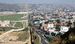 Photo of the border between San Diego, California, and Tijuana, Mexico.