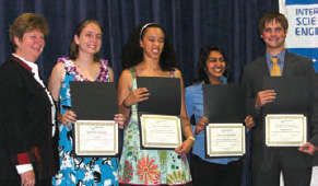 Photos of science award winners - see caption for names