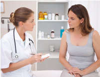 Physician asking a patient about past drug use