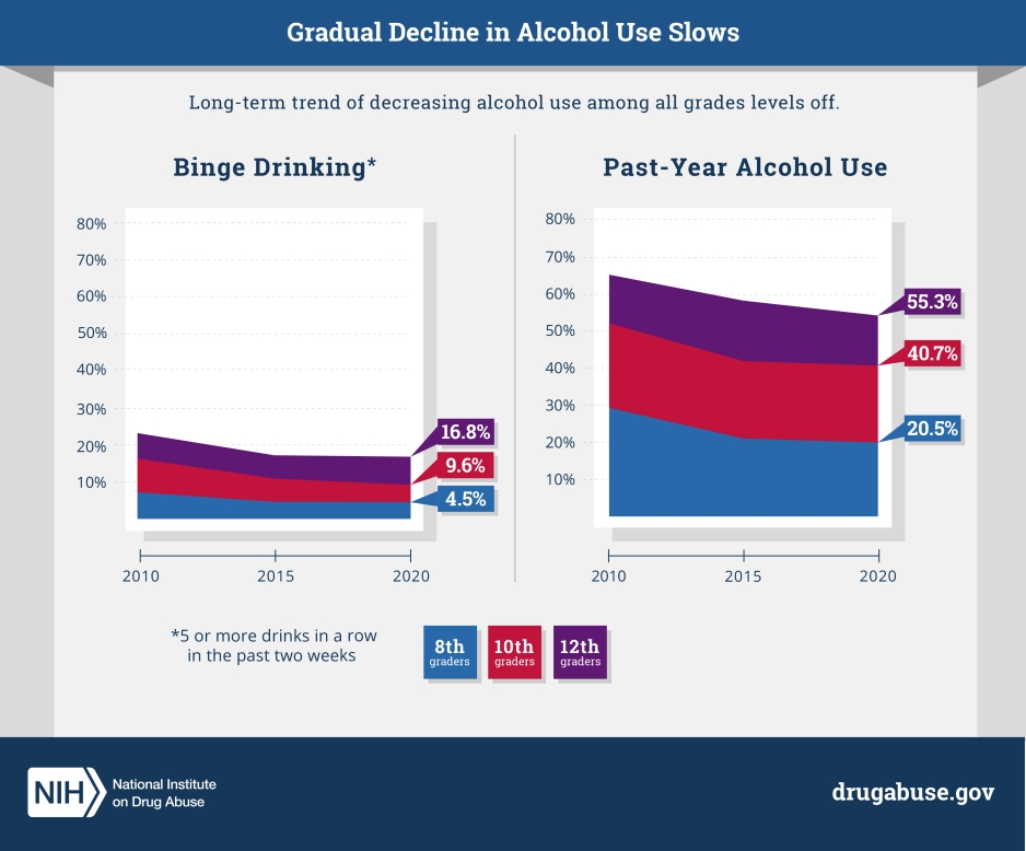 Gradual decline in alcohol use slows